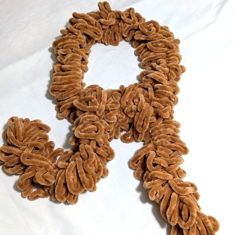 Vintage Tan Luxurious Chenille Women's Oblong Scarf